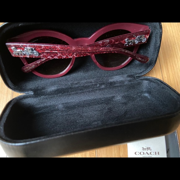 Coach Sunglasses Burgundy Glitter Logo C (L1076) - Picture 5 of 7